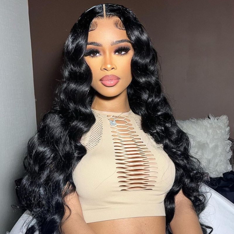 VIYA 13x4 HD Lace Frontal Loose Deep Wave Wig Natural Black Human Hair Pre Bleached Knots Wig