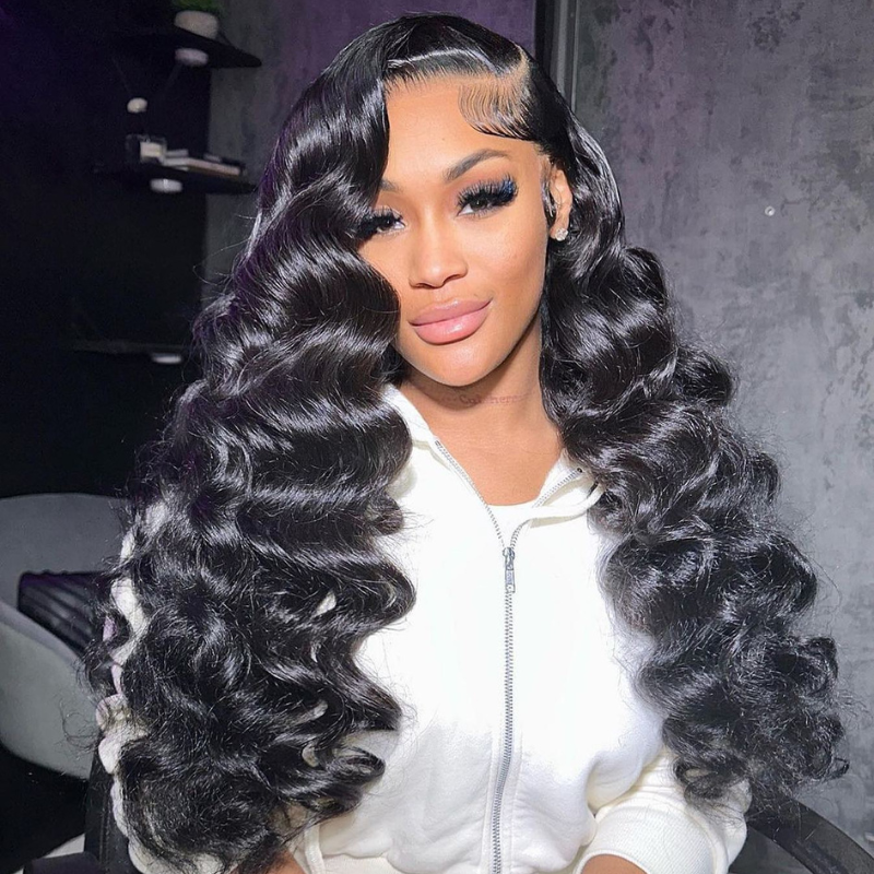 VIYA 13x4 HD Lace Frontal Loose Deep Wave Wig Natural Black Human Hair Pre Bleached Knots Wig
