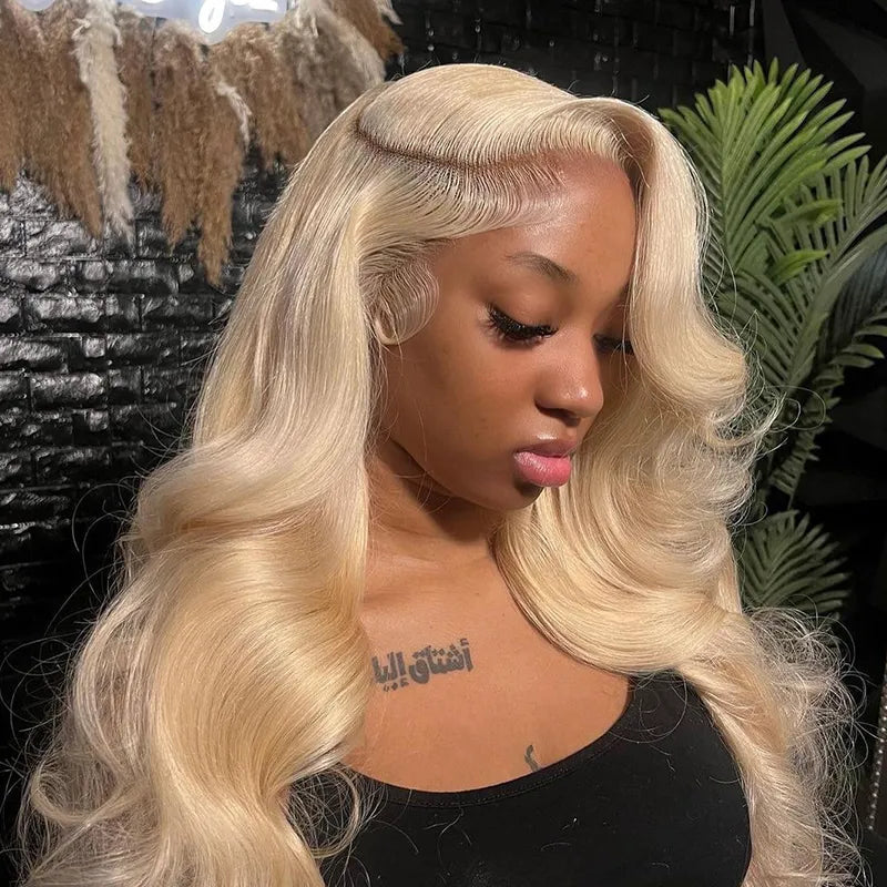 VIYA Pre Bleached Knots 13x4 HD Full Lace Frontal 613 Blonde Body Wave Human Hair Wig
