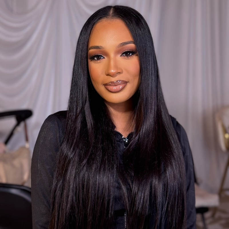 VIYA 5x5 HD Lace Closure Straight Wig Natural Black Human Hair Pre Bleached Knots Wig