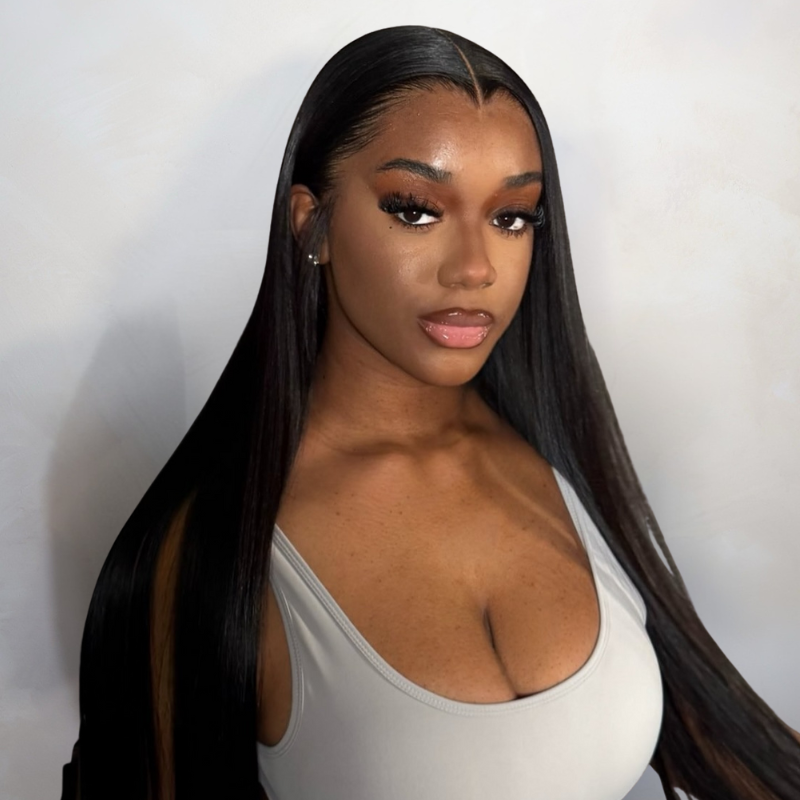 VIYA 13x6 HD Lace Frontal Straight Wig Natural Black Human Hair Pre Bleached Knots Wig