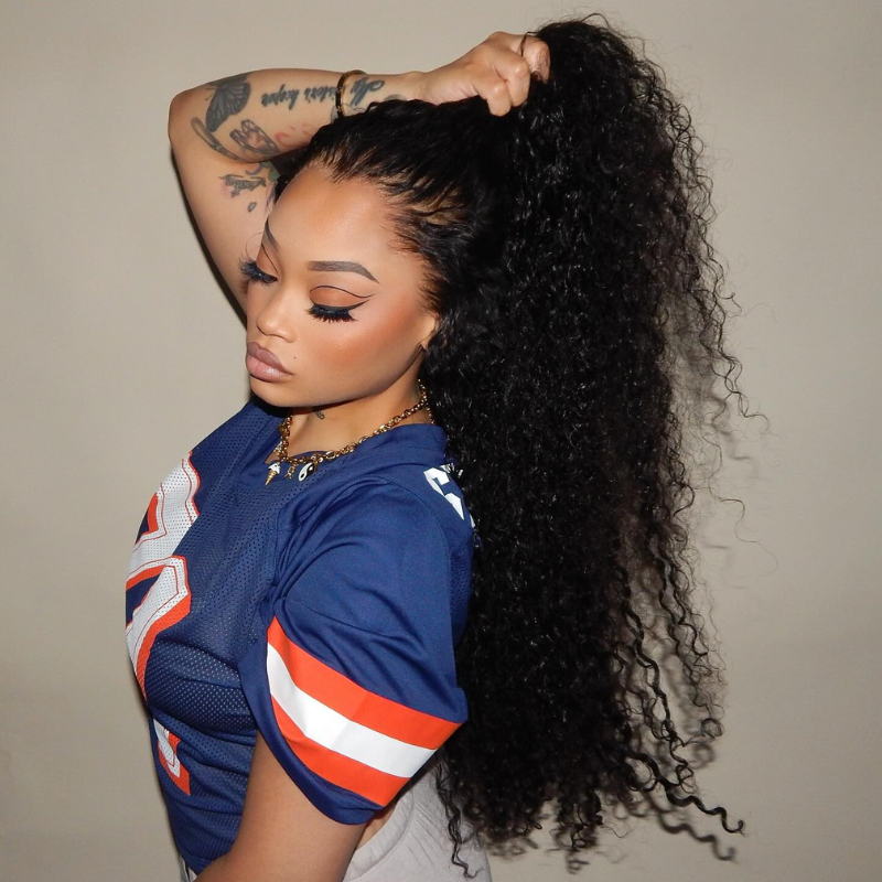 VIYA Curly 13x4 HD Lace Frontal Wig Natural Black Human Hair Pre Bleached Knots Wig