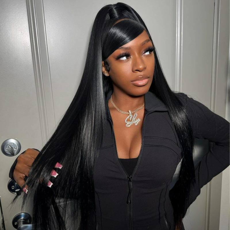 VIYA Straight 13x4 HD Lace Frontal Wig Natural Color Human Hair Pre Bleached Knots Wig