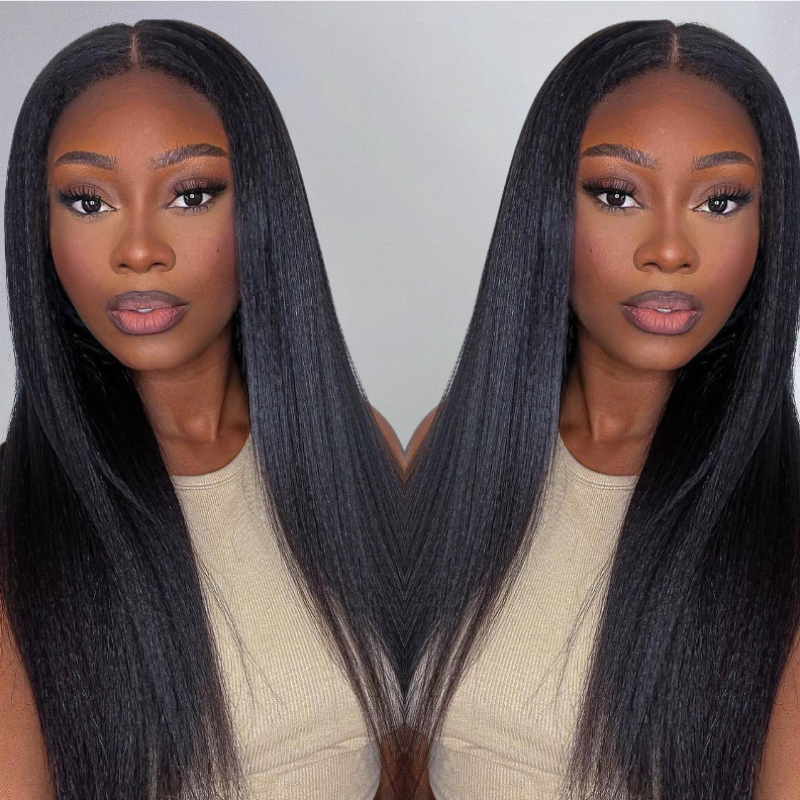 VIYA Full Size™ Glueless 5x5 HD Lace Kinky Straight Wig Natural Black All Pre Styled Wig