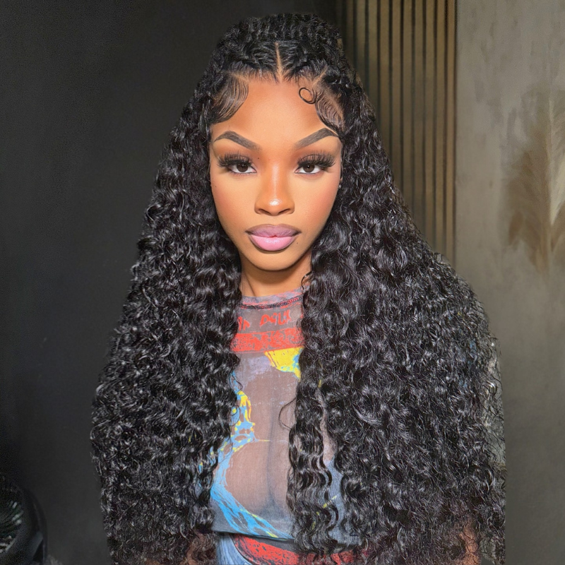 VIYA 13x4 HD Lace Frontal Deep Wave Natural Black Human Hair Pre Bleached Knots Wig