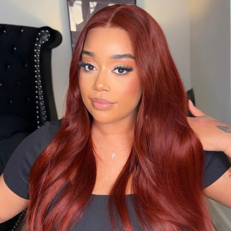 VIYA Full Size™ 5x5 HD Lace Auburn Red Color Loose Body Wave All Pre Styled Wig