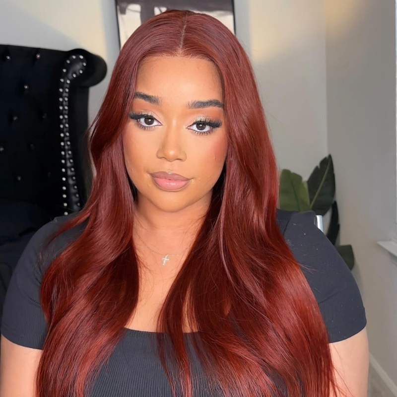 VIYA Full Size™ 5x5 HD Lace Auburn Red Color Loose Body Wave All Pre Styled Wig