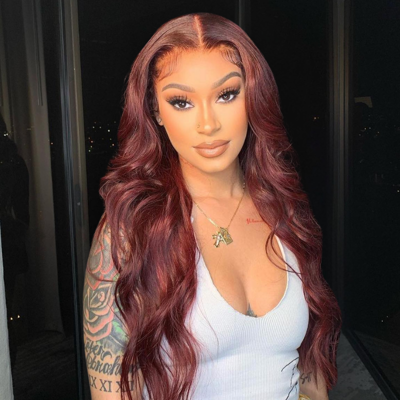 VIYA Full Size™ 5x5 HD Lace Auburn Red Color Loose Body Wave All Pre Styled Wig