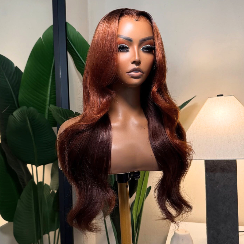 VIYA 13x6 HD Lace Frontal Auburn Red Color Body Wave & Straight Pre Bleached Knots Wig