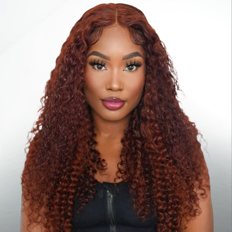 VIYA Full Size™ Curly Auburn Red 13x6 HD Lace Frontal Human Hair All Pre Styled Wig