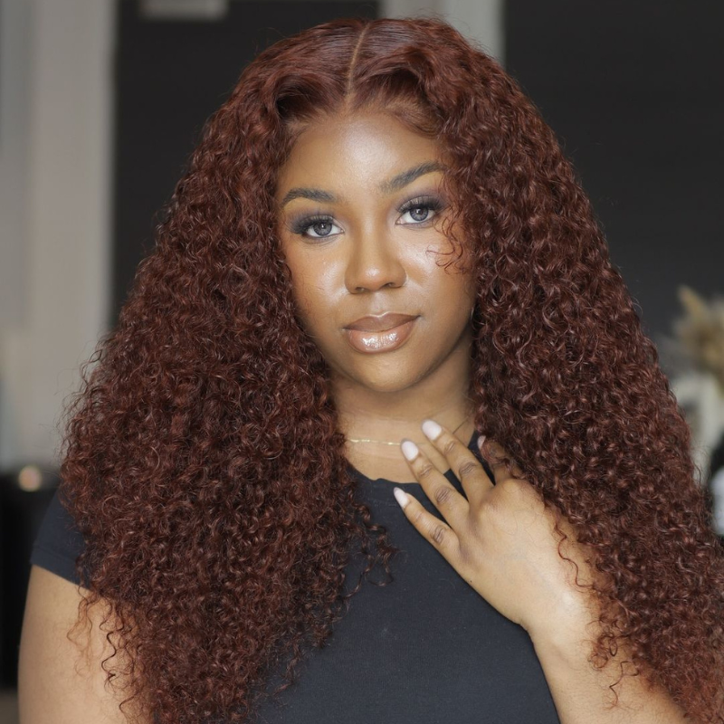 VIYA Full Size™ Curly Auburn Red 13x6 HD Lace Frontal Human Hair All Pre Styled Wig