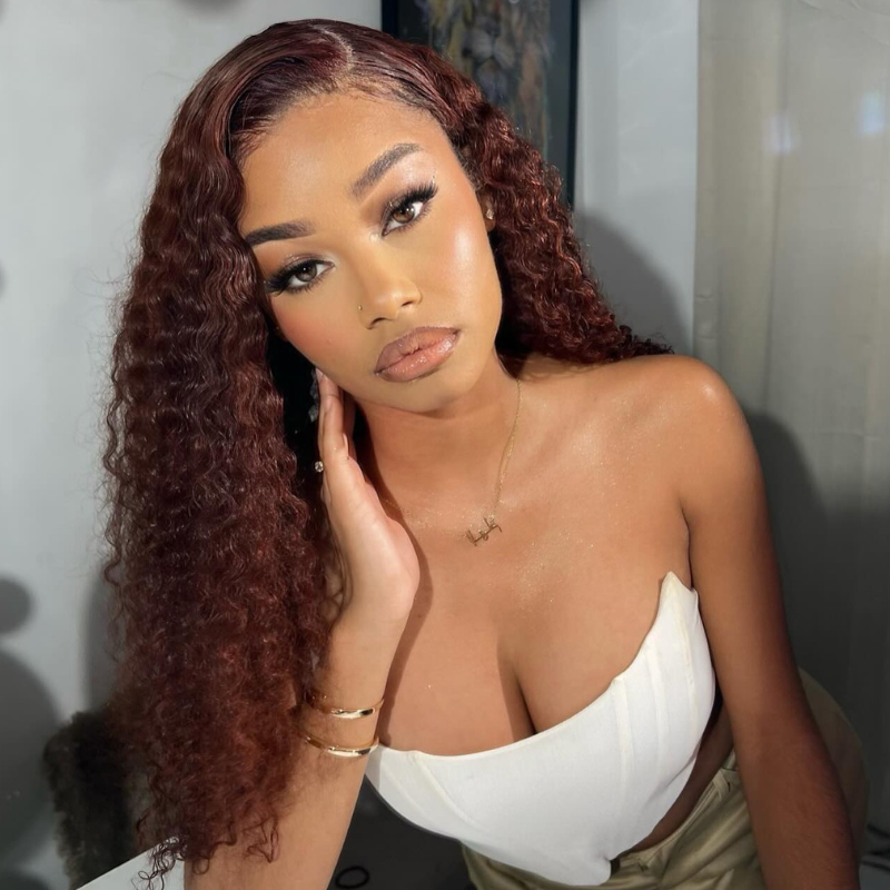 VIYA Full Size™ Curly Auburn Red 13x6 HD Lace Frontal Human Hair All Pre Styled Wig