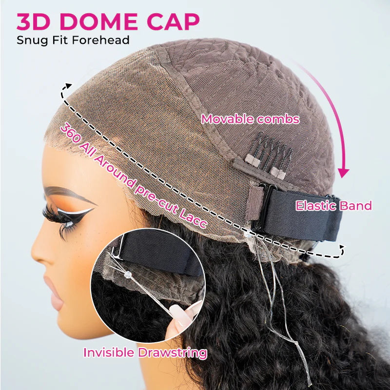 VIYA 360 HD Lace Invisi Drawstring Wear Go Pre-Bleached Pre Cut Lace Glueless Loose Body Wave Wig