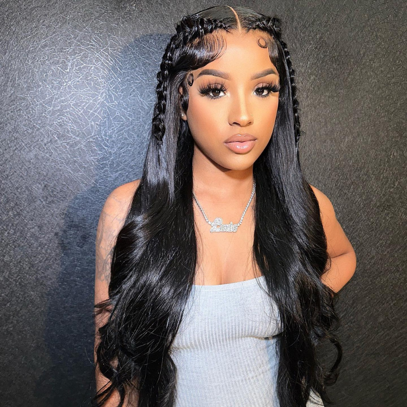VIYA 13x4 HD Full Lace Frontal Pre Bleached Knots Natural Black Body Wave Human Hair Wigs