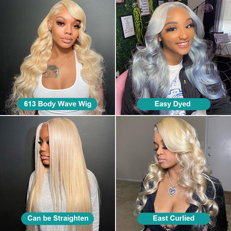 VIYA Pre Bleached Knots 13x4 HD Full Lace Frontal 613 Blonde Body Wave Human Hair Wig