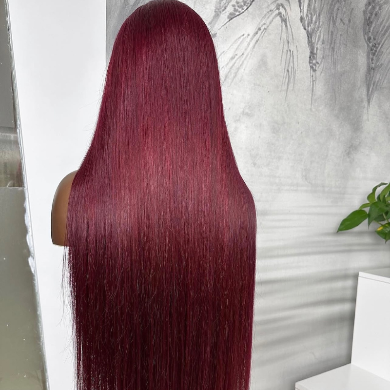 VIYA 13x4 HD Lace Frontal 99J Pre Bleached Knots Straight Human Hair Wig