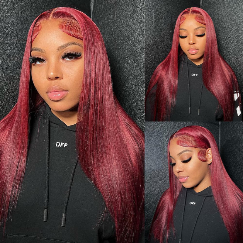 VIYA 13x4 HD Lace Frontal 99J Pre Bleached Knots Straight Human Hair Wig