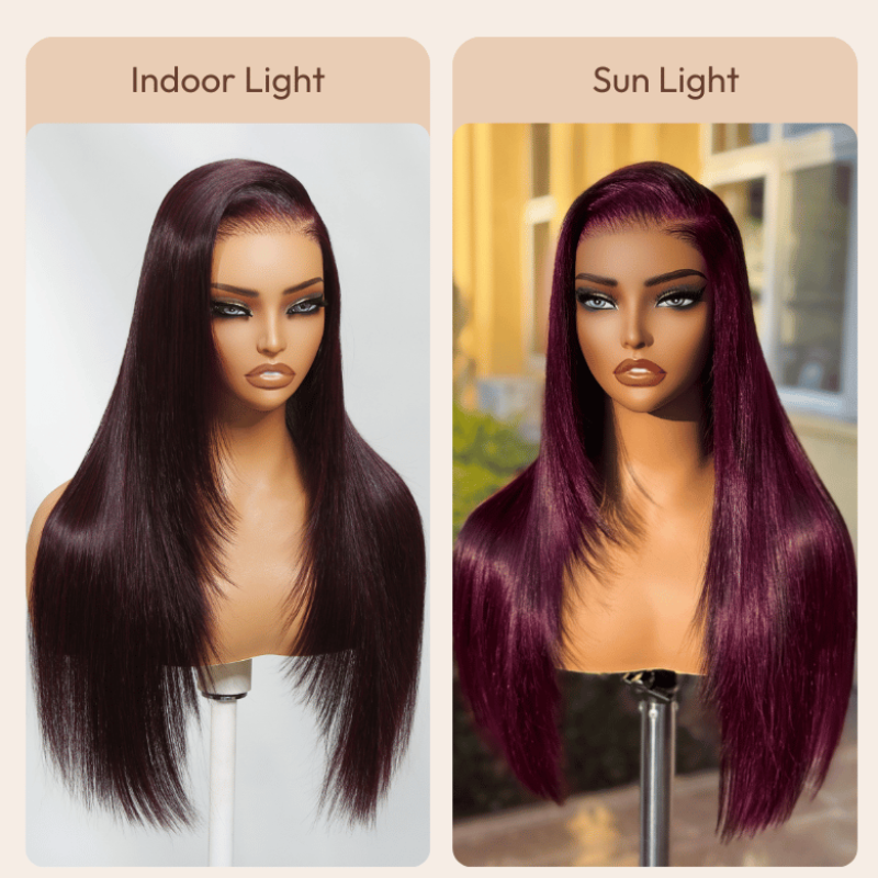 VIYA Body Wave & Straight Burgundy 99J Color 13x6 HD Lace Frontal Human Hair Wig