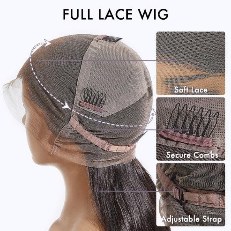 VIYA Curly Full HD Lace Wig Natural Black Pre Bleached Knots Human Hair Wig