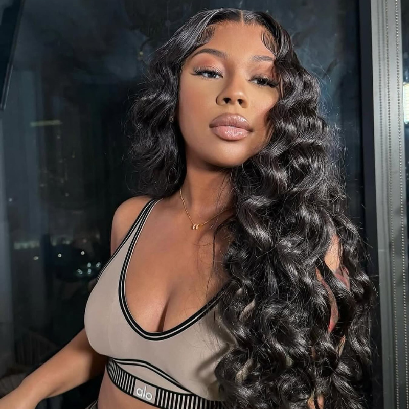 VIYA 13x4 HD Lace Frontal Loose Deep Wave Wig Natural Black Human Hair Pre Bleached Knots Wig