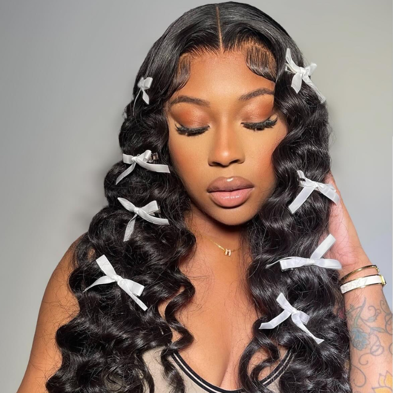 VIYA 13x4 HD Lace Frontal Loose Deep Wave Wig Natural Black Human Hair Pre Bleached Knots Wig