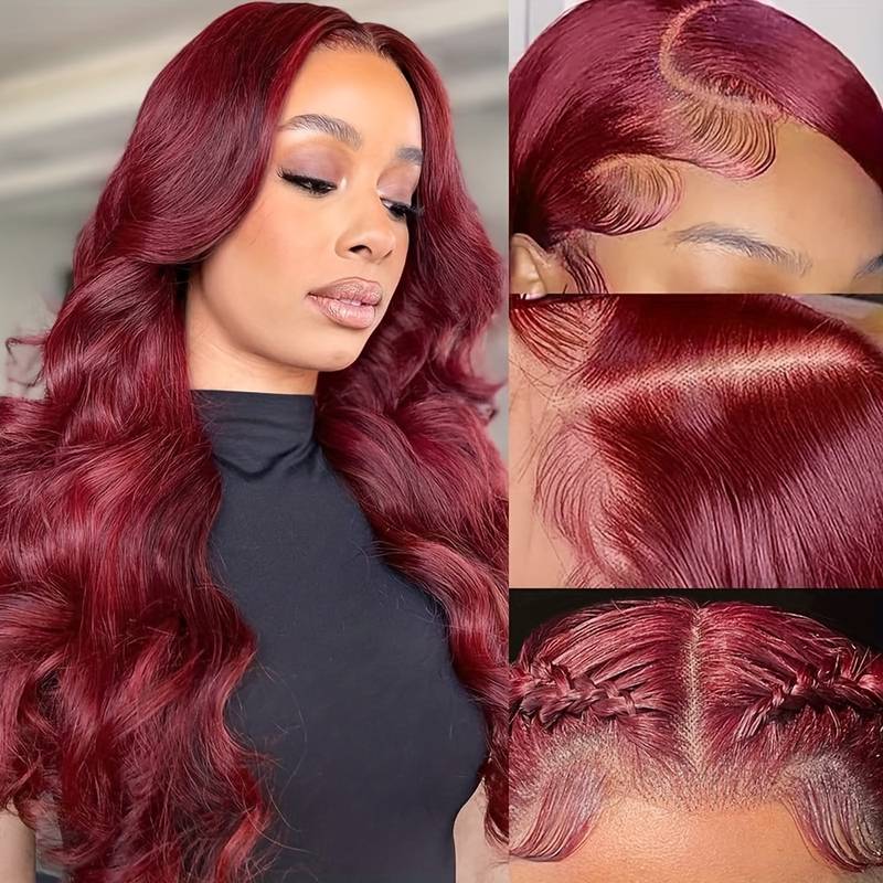 VIYA 13x4 HD Full Lace Frontal Pre Bleached Knots 99J Body Wave Human Hair Wigs