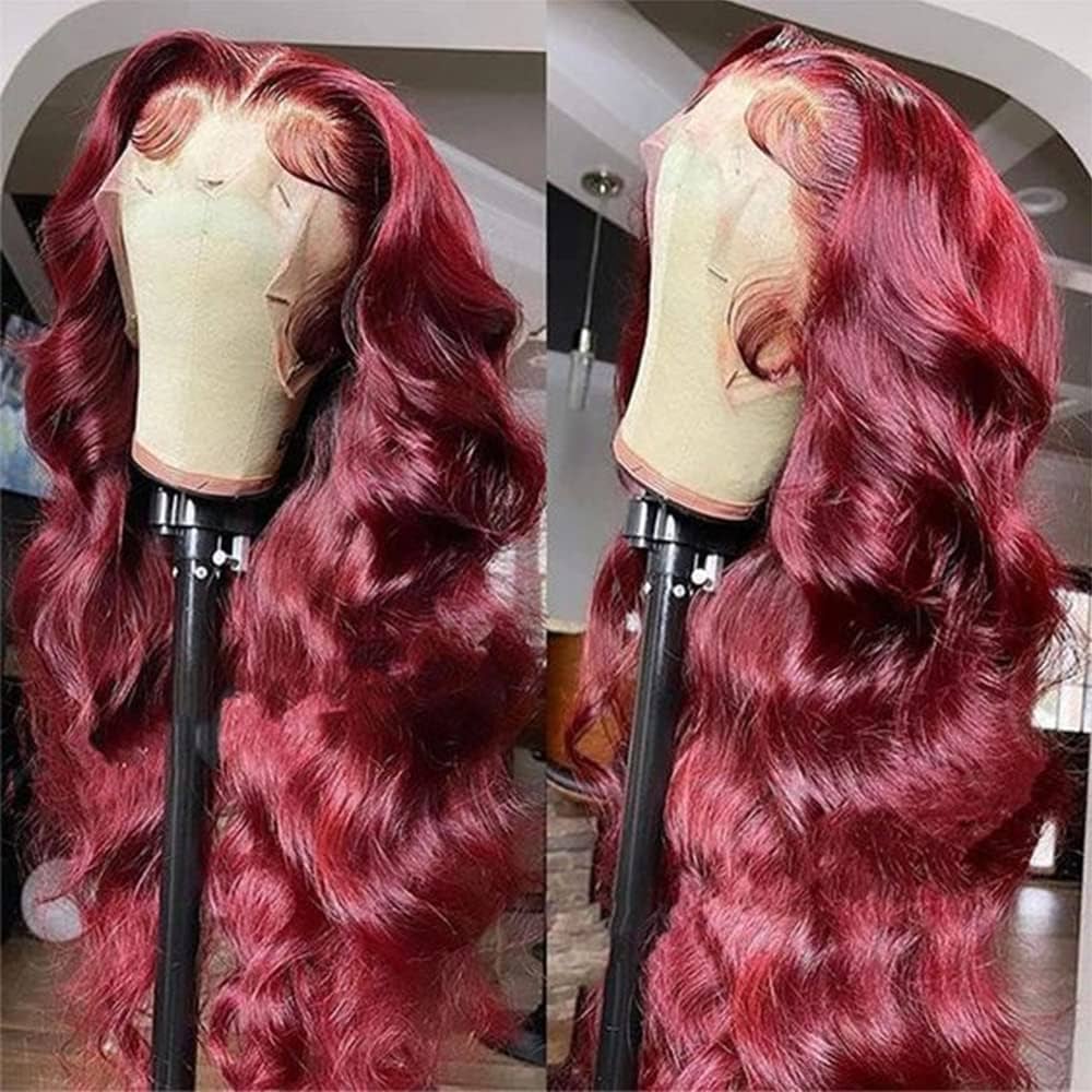 VIYA 13x4 HD Full Lace Frontal Pre Bleached Knots 99J Body Wave Human Hair Wigs