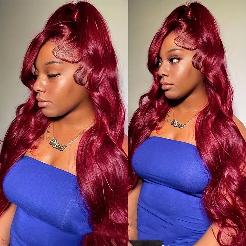 VIYA 13x4 HD Full Lace Frontal Pre Bleached Knots 99J Body Wave Human Hair Wigs