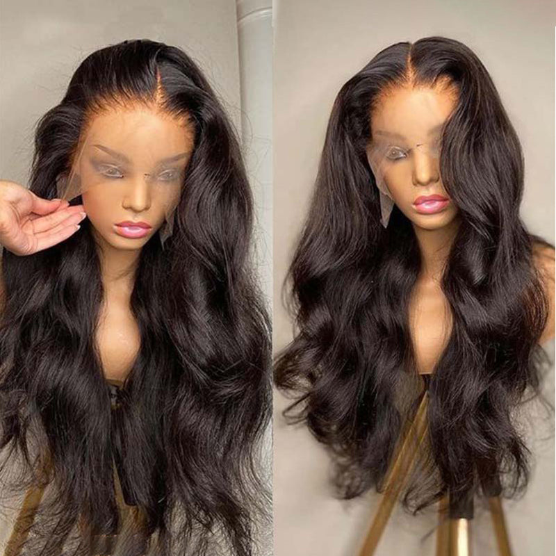 VIYA 13x4 HD Full Lace Frontal Pre Bleached Knots Natural Black Body Wave Human Hair Wigs