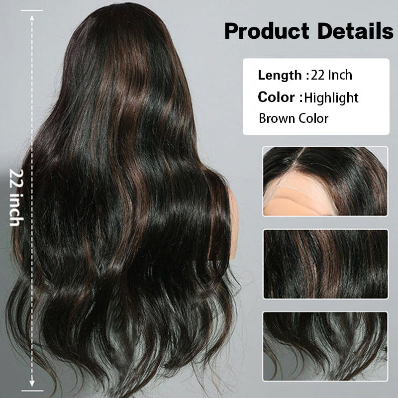 VIYA Loose Body Wave/Straight 13x4 Full Lace Frontal Brown Highlight Upgrade Human Hair Wig Beginner-Friendly