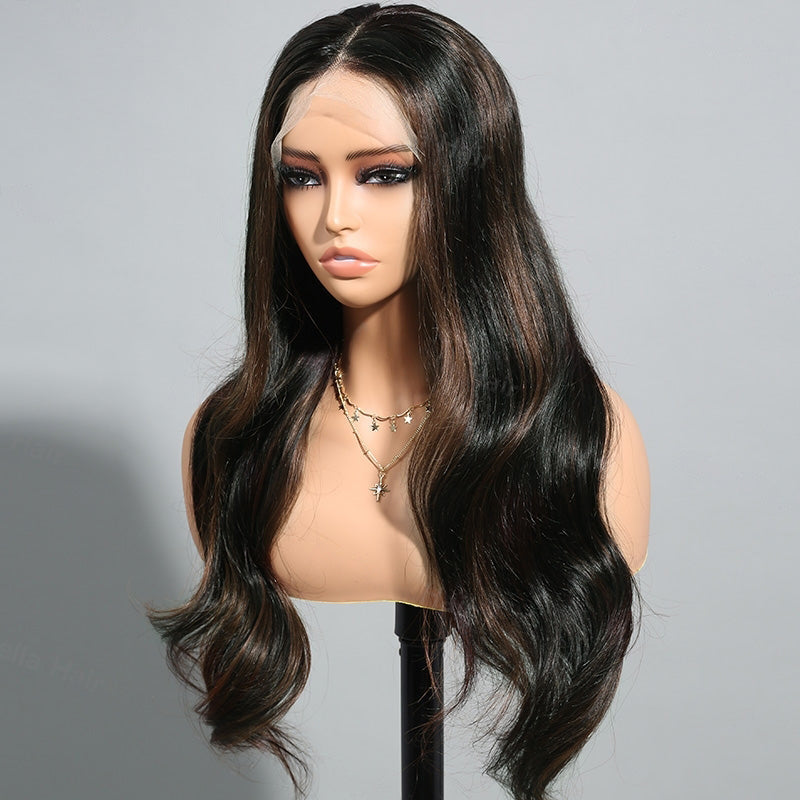 VIYA Loose Body Wave/Straight 13x4 Full Lace Frontal Brown Highlight Upgrade Human Hair Wig Beginner-Friendly