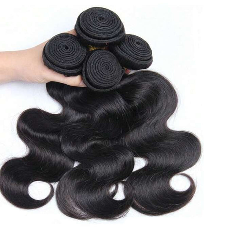 VIYA Body Wave 13x6 HD Lace Frontal With 4 Pcs Bundles Hair Weft Natural Black Human Virgin Hair