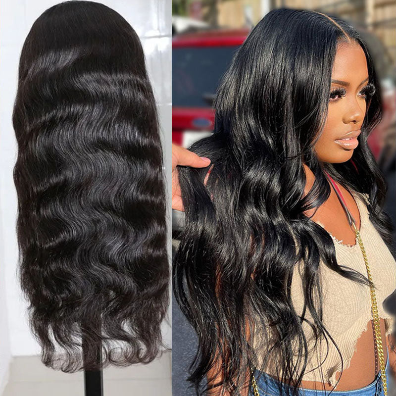 VIYA Body Wave 4x4 Lace Closure Wig Natural Black Human Hair Wig