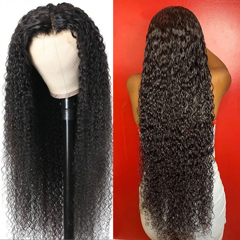 VIYA Curly 13x4 Lace Frontal Wig Natural Black Human Hair Wig