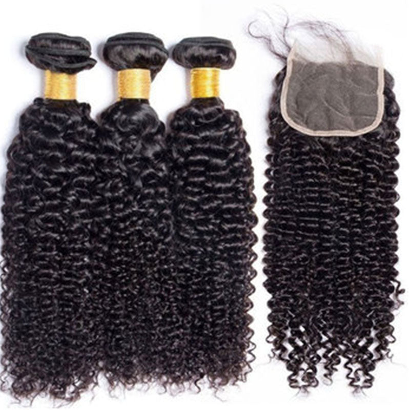 VIYA Curly 3 Pcs Bundles Hair Weft With 5x5 HD Lace Closure Human Virgin Hair
