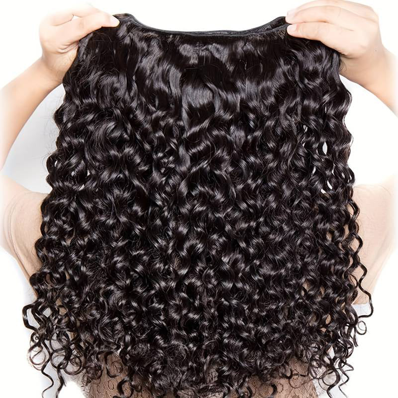 VIYA Deep Wave 3 Bundles Hair Weft With 4x4 Lace Closure Human Hair