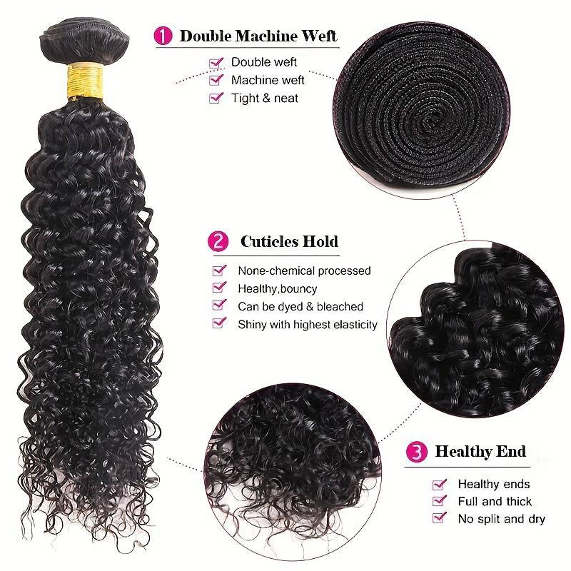 VIYA Deep Wave 3 Bundles Hair Weft With 4x4 Lace Closure Human Hair