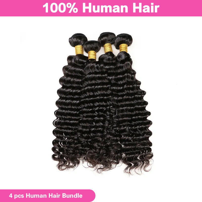 VIYA Deep Wave 4 Bundles Natural Black Unprocessed Virgin Human Hair