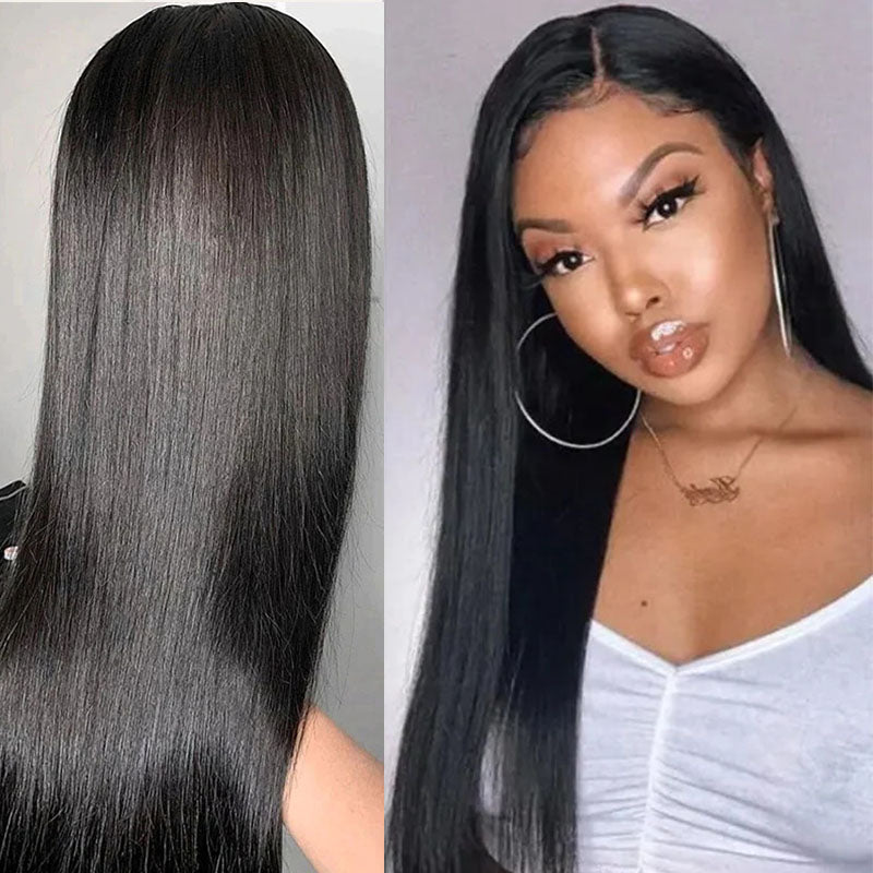 VIYA Pre Styled Straight Glueless 5x5 HD Lace Closure Wig Natural Black Human Hair Wig