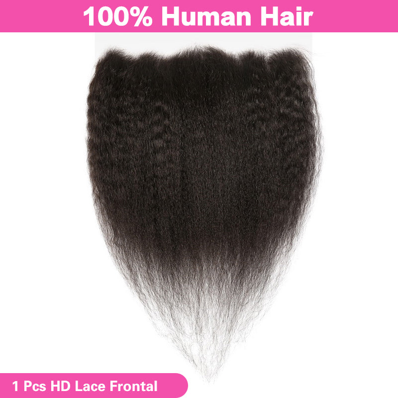 VIYA Kinky Straight 1 Pcs HD Lace Frontal Natural Black Human Hair