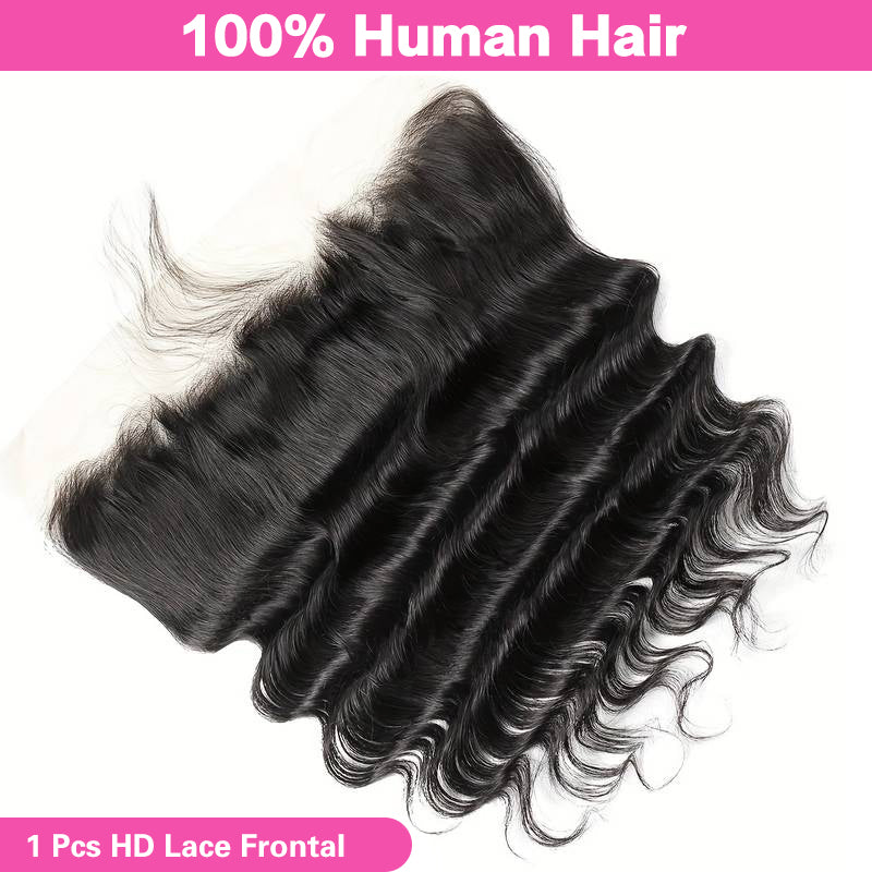 VIYA Loose Deep Wave 1 Pcs HD Lace Frontal Natural Black Human Virgin Hair