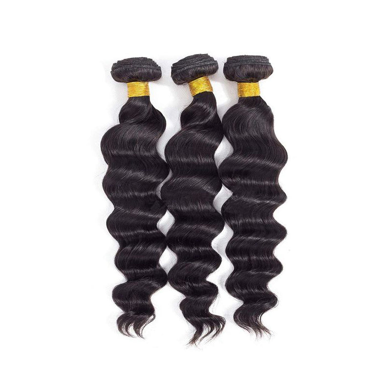 VIYA Loose Deep Wave 3 Pcs Bundles Natural Black Human Virgin Hair