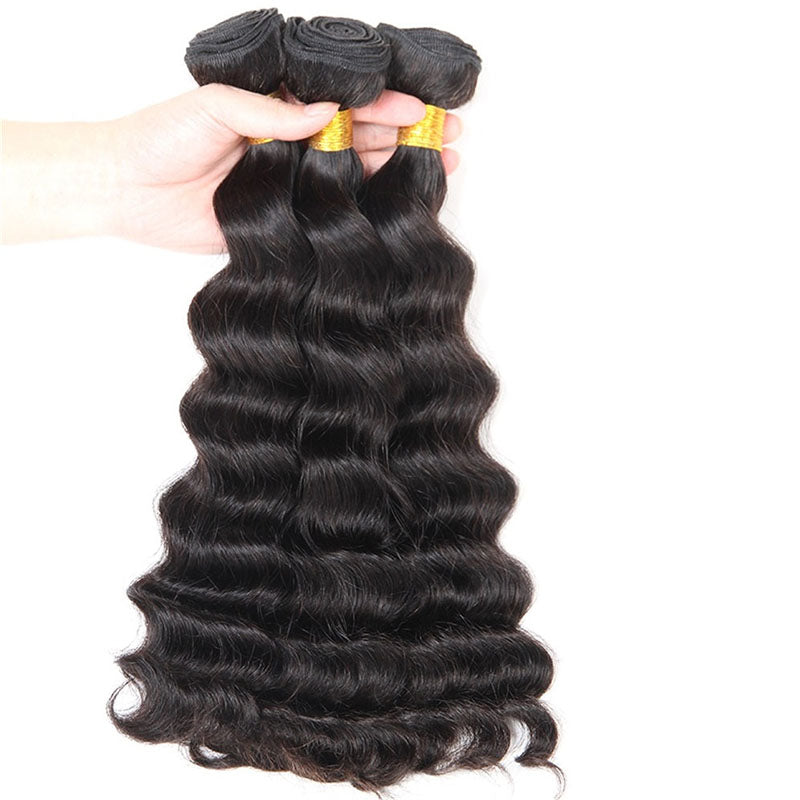 VIYA Loose Deep Wave 3 Pcs Bundles Natural Black Human Virgin Hair