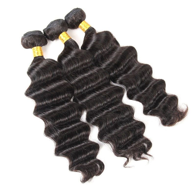 VIYA Loose Deep Wave 3 Pcs Bundles Natural Black Human Virgin Hair