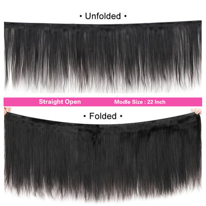 VIYA Straight 3 Pcs Bundles Hair Weft With 13x4 HD Lace Frontal Human Hair