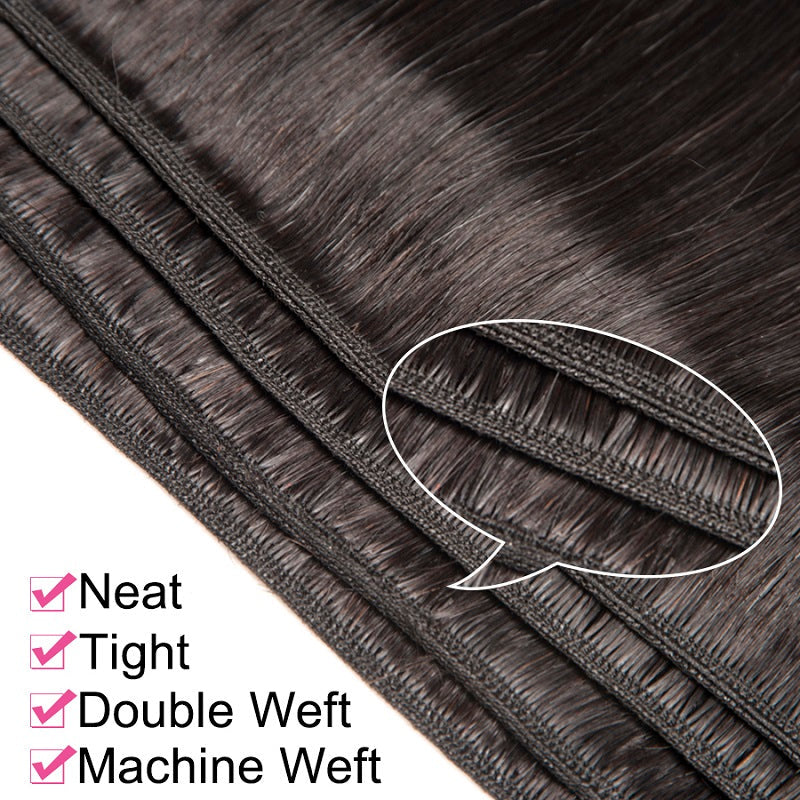 VIYA Straight 13x6 HD Lace Frontal With 4 Pcs Bundles Hair Weft Natural Black Human Virgin Hair
