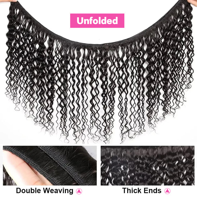 VIYA Water Wave 3 Bundles Hair Weft With 4x4 Lace Closure Natural Black
