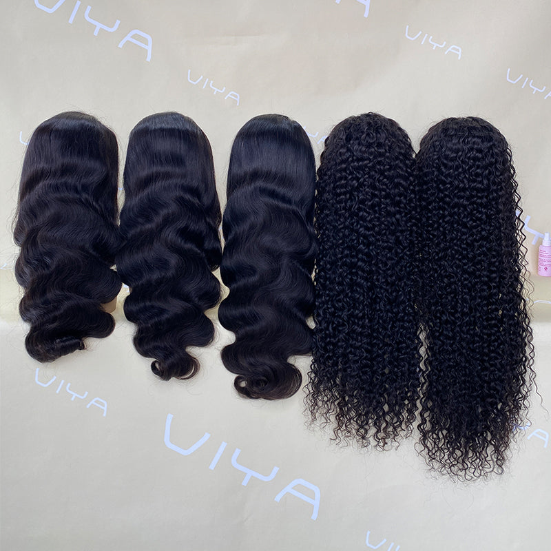 VIYA 5 PCS 4x4 HD Lace Closure All Pre Styled Natural Black Wig Wholesale Package Deal