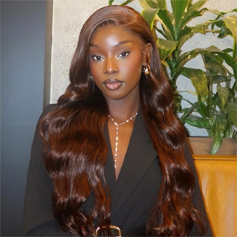 VIYA 13x6 HD Full Lace Frontal Pre Bleached Knots Body Wave Dark Chocolate Brown Human Hair Wig