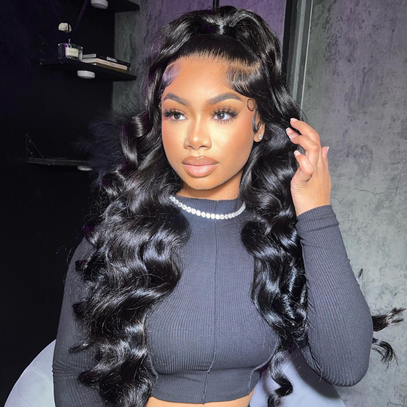 VIYA 13x4 HD Lace Frontal Loose Deep Wave Wig Natural Black Human Hair Pre Bleached Knots Wig